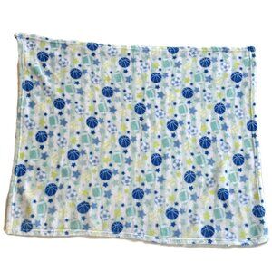 Swiggles Football Basketball Sports Ball Stars Baby Blanket Blue Yellow 36 × 31